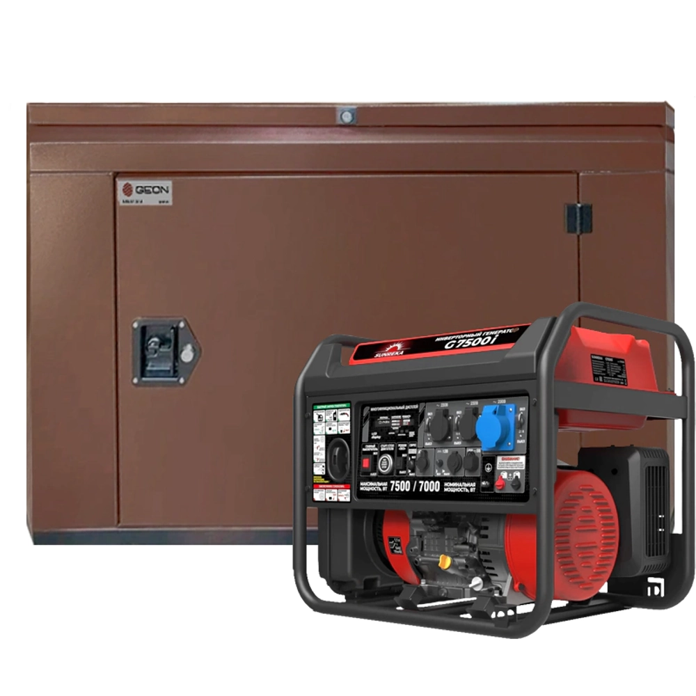 Генератор бензиновый инверторный SUNREKA G7500i с кожухом Geon 1400SS RAL 8017