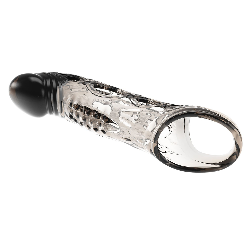 Черная удлиняющая насадка с рельефом Wayde - 21,3 см. (Цвет: черный)