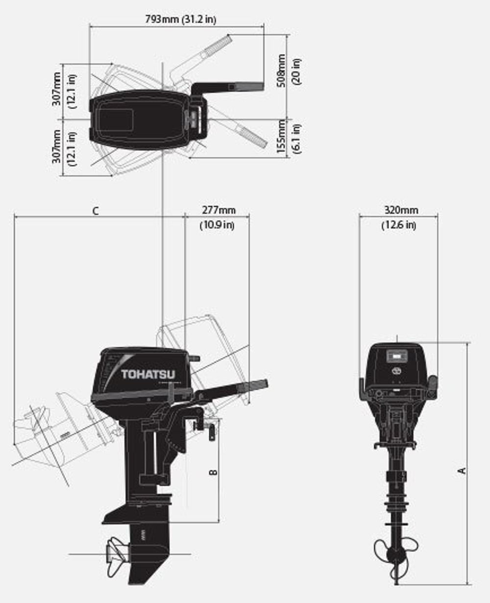 Мотор лодочный TOHATSU M9.8BS
