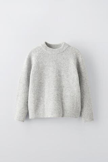 ZARA ТРИКОТАЖНЫЙ СВИТЕР, ЖЕМЧУЖНО-СЕРЫЙ