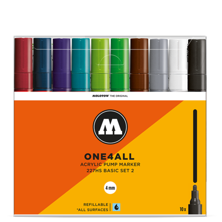 Набор маркеров Molotow ONE4ALL 227HS - 10шт Basic-Set #2 (4мм)