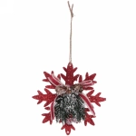 Подвеска елочная БЛЕСК «Снежинка зимняя» 12 см, Красный