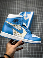 AIR JORDAN RETRO 1 HIGH OG X SUPREME WHITE/BLUE/GOLD-BLACK