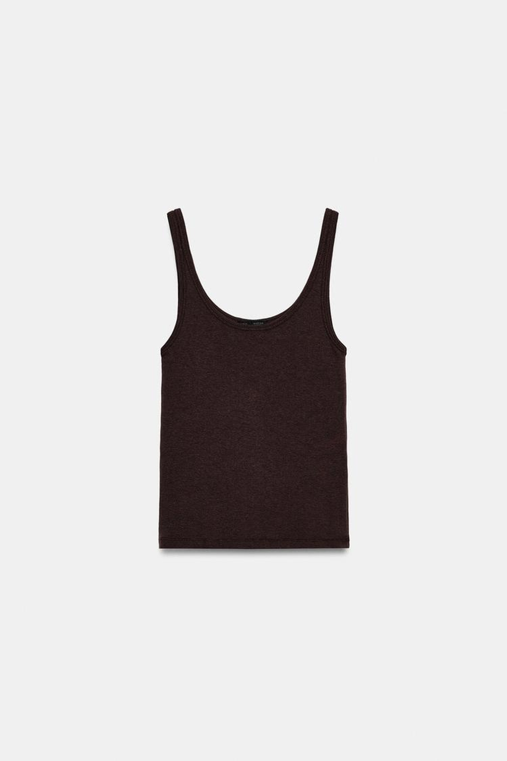 ZARA МАЙКА НА БРЕТЕЛЯХ, КОРИЧНЕВЫЙ