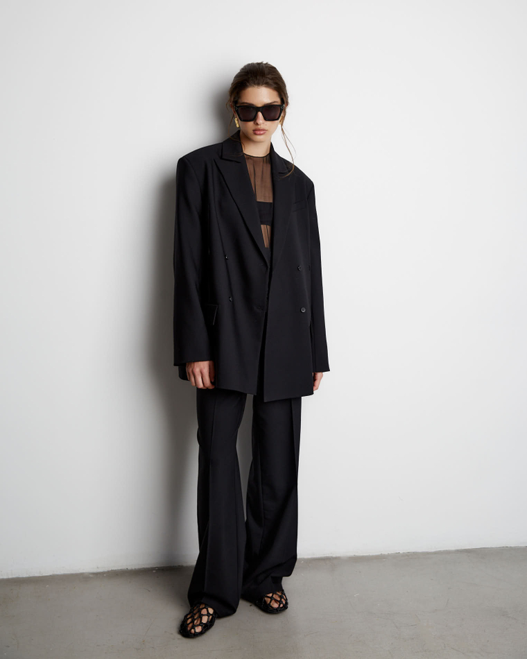 Жакет с дополнительными петлями из шерсти черный