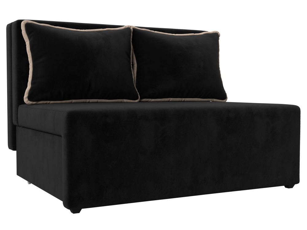 Диван прямой Лагуна, Черный\Бежевый, Велюр, 114437