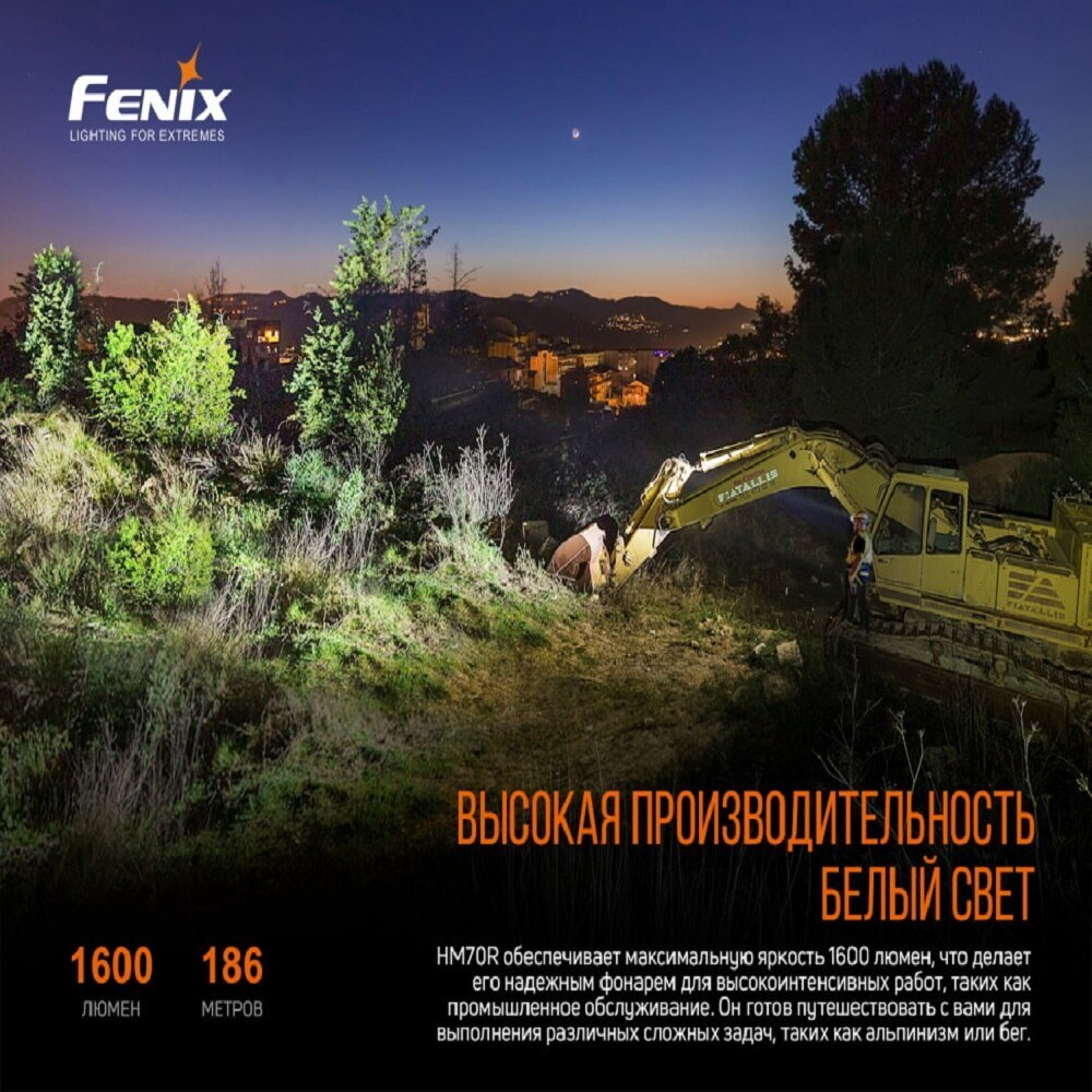 Налобный фонарь Fenix HM70R (LUMINUS SST40, ANSI 1600 лм, 21700)