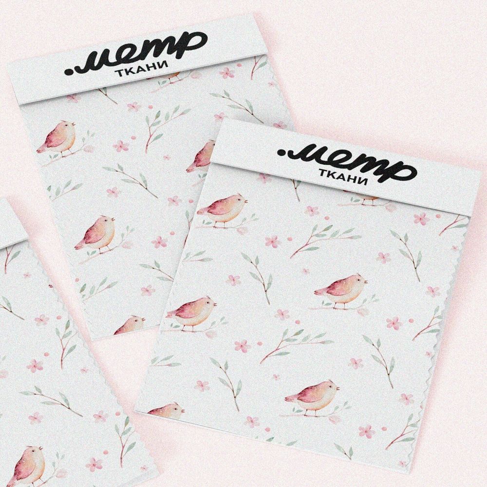 Ткань флис акварельные птички и веточки