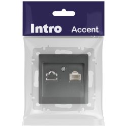 Розетка Intro Accent 6-303-07 информационная RJ45 IP20 СУ графит
