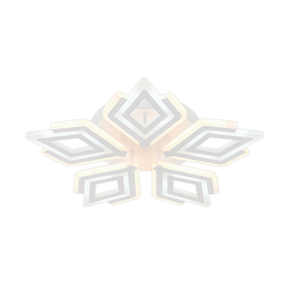 Потолочный светодиодный светильник 85Вт, 6240лм, 3000-6000K, Ra>80, плавная регулировка мощности, изменение цветовой температуры, пульт, металл/акрил, белый