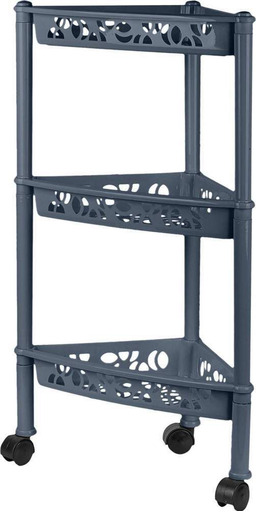 Этажерка 3-х секционная угловая на колесиках &quot;Keeplex Light&quot; 38,3*22,2*69см, космический серый