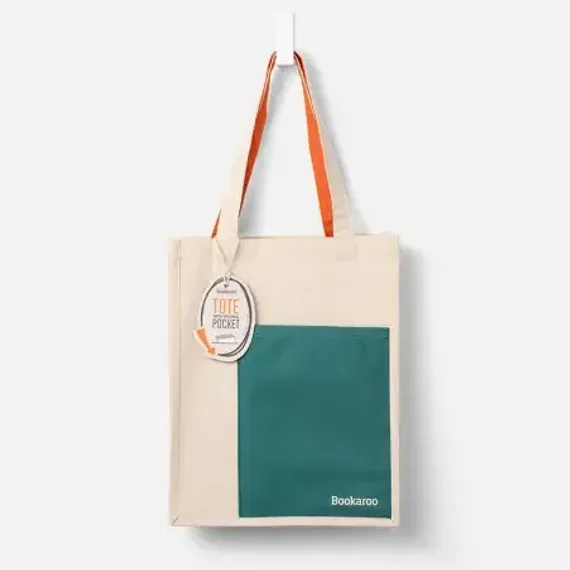 Bookaroo Tote Bag - Teal &amp; Orange