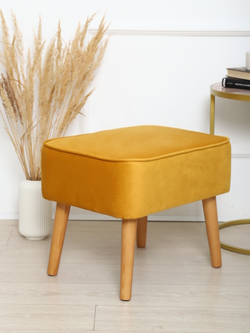 Пуф "Donatello"антивандальный велюр горчичный/натурал.