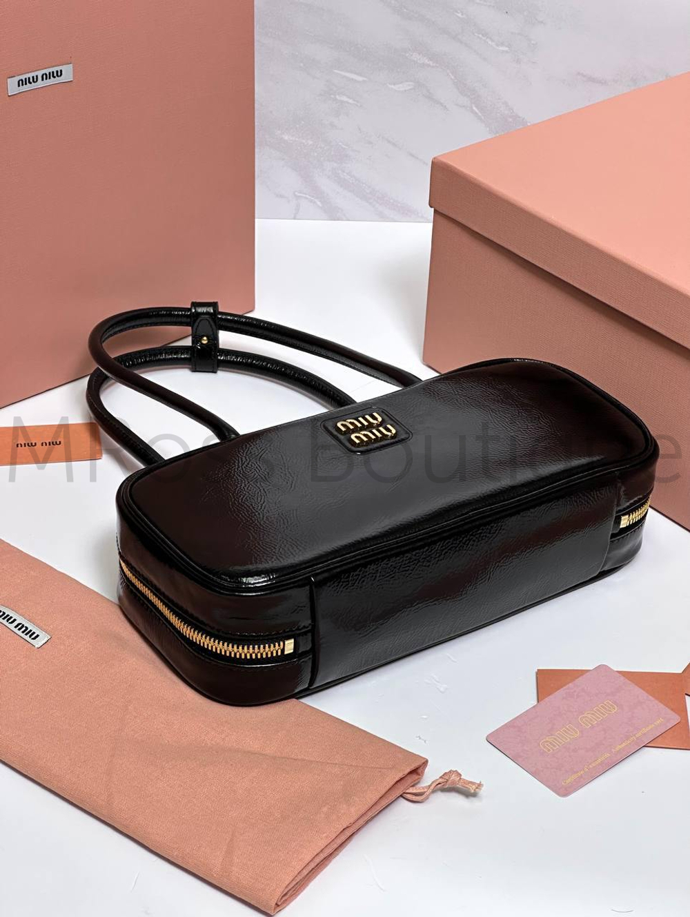 Сумка Miu Miu Beau naplak patent лакированная черная