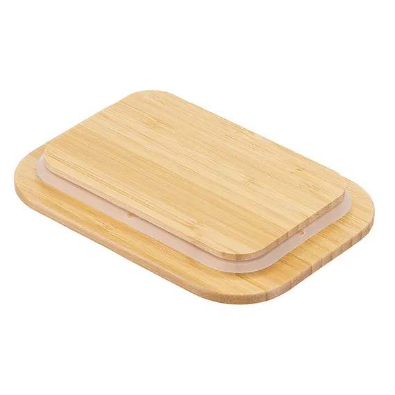 Набор стеклянных прямоугольных контейнеров с бамбуковыми крышками, 3 шт.