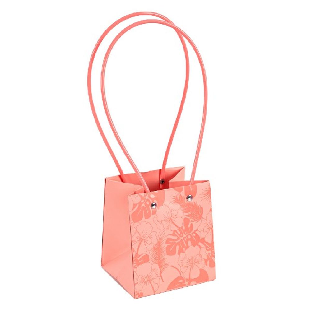 Пакет под цветы 11,5*11,5*13см Квадрат Цветы Персик