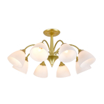 Люстра на штанге 8х60Вт Е27, металл/стекло, золото/белый матовый