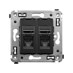 Компьютерная розетка RJ-45 в стену, кат.5e двойная, "Avanti", "Черный матовый"