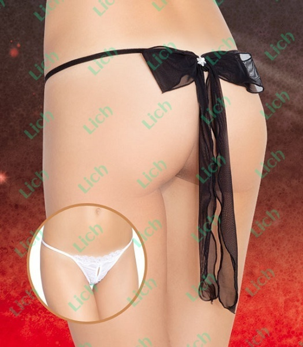 Трусики с бантиком, брошкой и прорезью