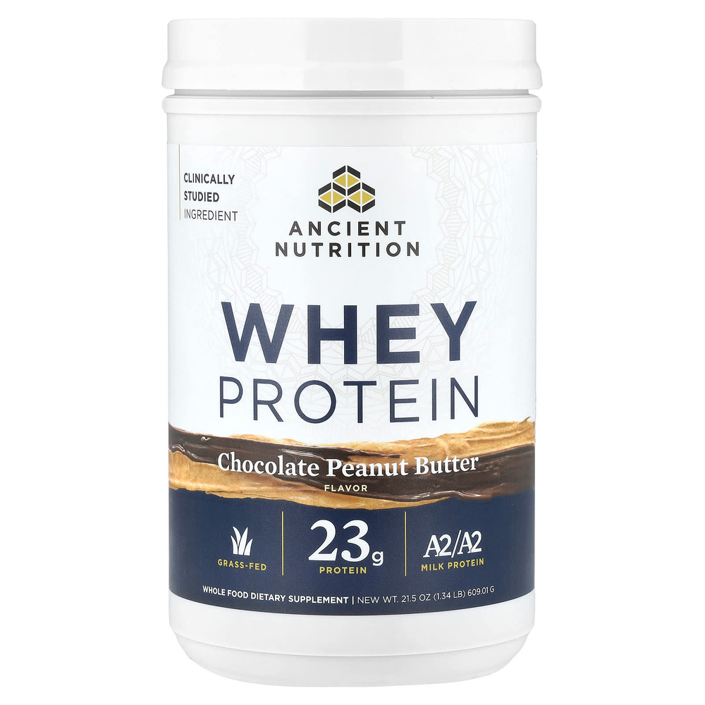 Ancient Nutrition, Сывороточный протеин, шоколадно-арахисовая паста, 609,01 г (1,34 фунта)