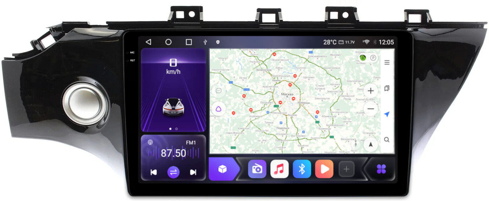 Магнитола для KIA Rio 4, Rio X-Line 2017-2020 (рамка 10" с кнопкой) - Carmedia OL-1742-2 QLed+2K, Android 12, TS10,  CarPlay, 4G SIM-слот