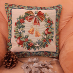 Декоративная гобеленовая наволочка для диванной подушки Рождественский венок 47*47