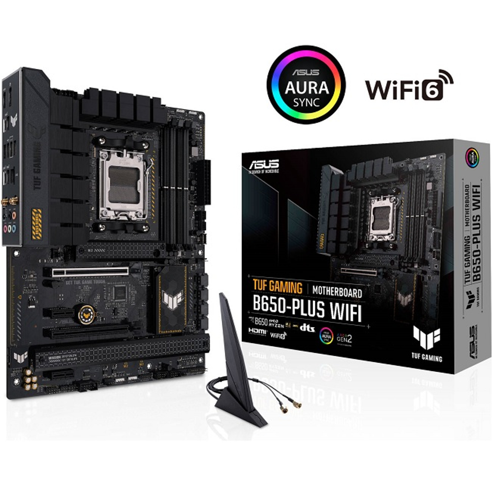Материнская плата ASUS TUF GAMING B650-PLUS WIFI (AM5/AMD B650/4xDDR5/3xPCI-Ex16/3xM.2/SB7.1/Wi-Fi/BT/HDMI/DP/ATX)
