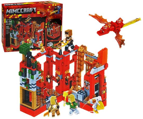 Конструктор Майнкрафт "Огненная крепость" с LED-элементами, 528 дет.
