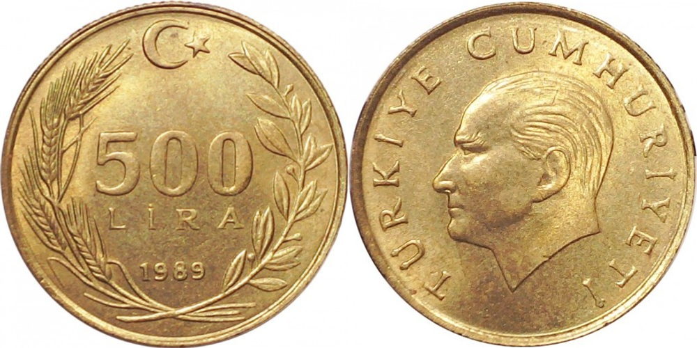 Турция 500 лир, 1988-1998 Мустафа Кемаль Ататюрк XF
