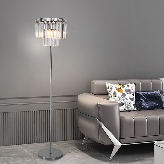 01137/3 / напольный светильник / хром/прозрачный хрусталь Strotskis