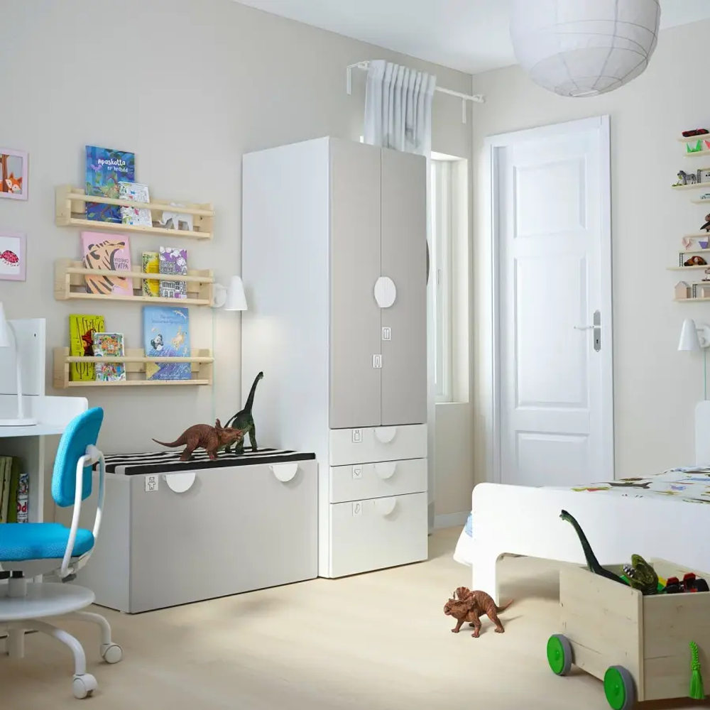 Шкаф - PLATSA/ SMÅSTAD / SMАSTAD  IKEA/ ПЛАТСА/СМОСТАД  ИКЕА, 150x57x181 см, белый/серый