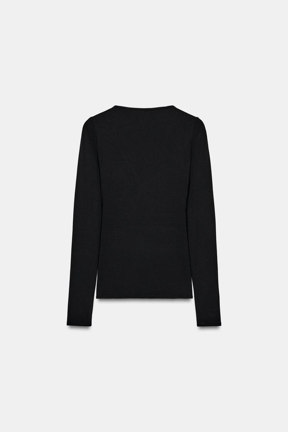 ZARA ДРАПИРОВАННЫЙ ТОП ИЗ ПОЛИАМИДА, ЧЕРНЫЙ