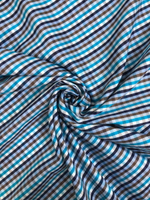 Коттон сорочка принт клетка, бирюза/белый/синий/коричневый NB#90