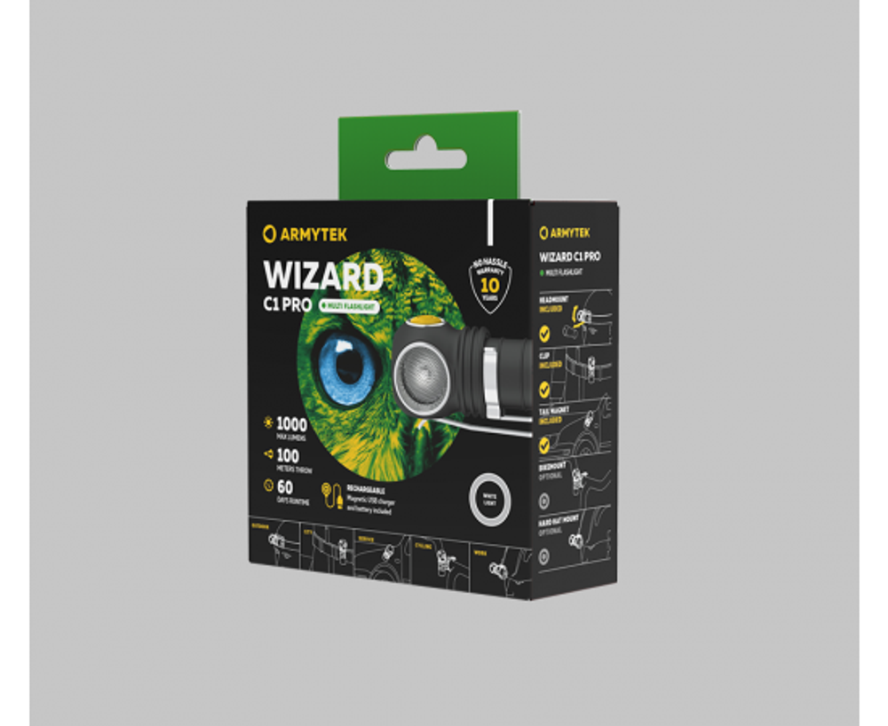 Мультифонарь ARMYTEK WIZARD C1 PRO MAGNET USB F09001C
