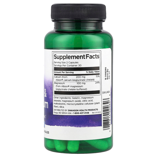 Swanson, Albion®, кальций и магний, 60 капсул
