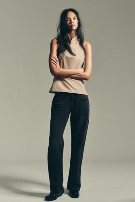 ZARA ТОП ХАЛТЕР С ОТКРЫТОЙ СПИНОЙ, СВЕТЛО-КОРИЧНЕВЫЙ