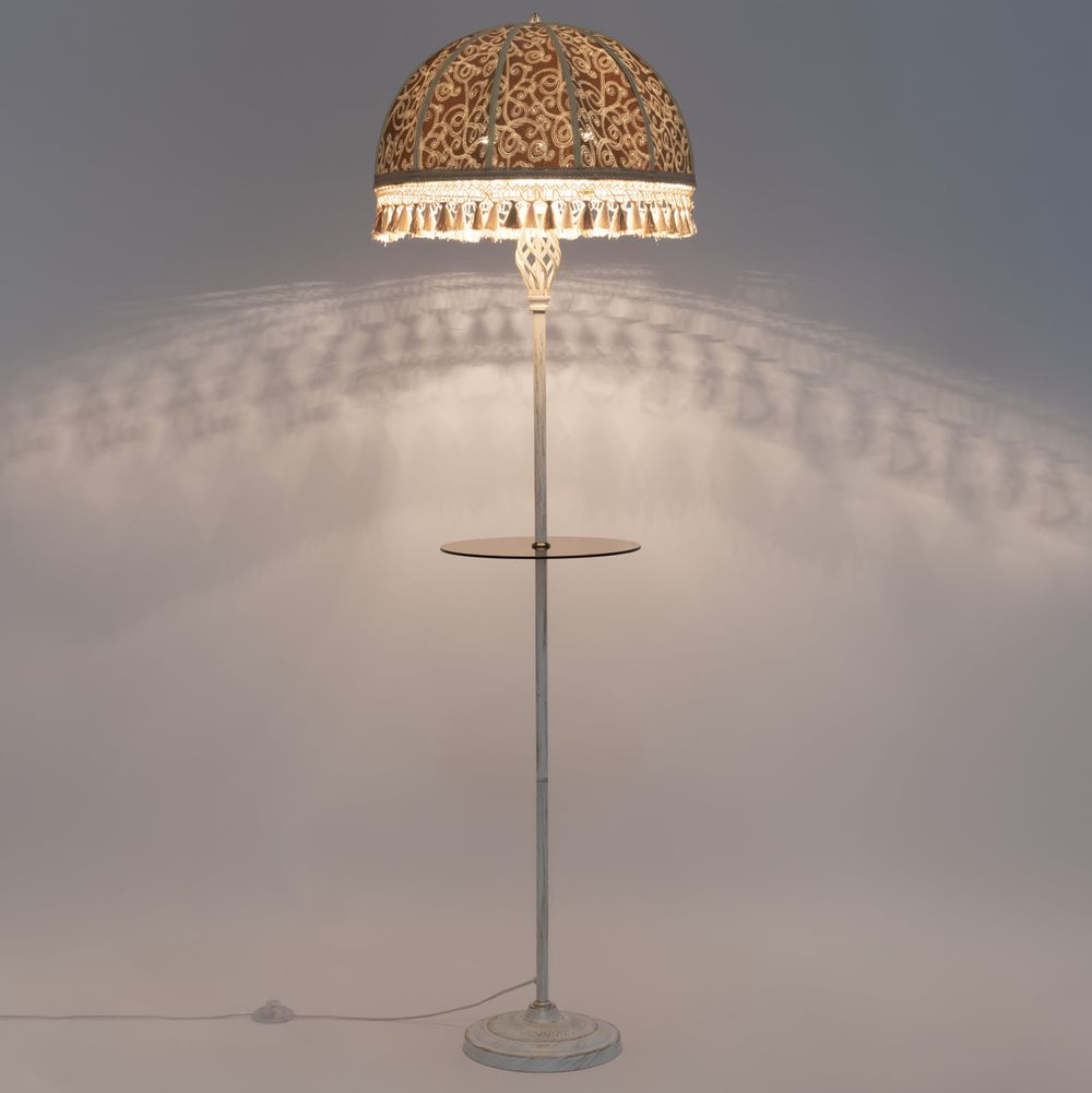 Citilux Базель CL407925T Торшер патина со столиком и абажуром Вышивка