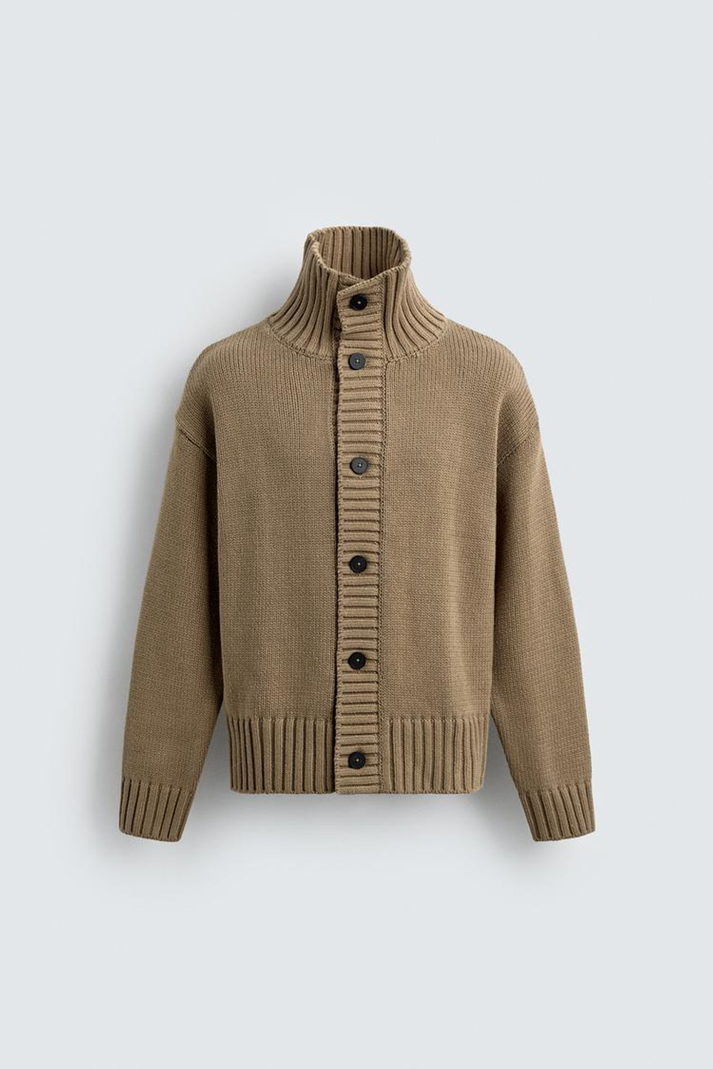 ZARA ВЯЗАНЫЙ КАРДИГАН, РЫЖЕВАТО-КОРИЧНЕВЫЙ