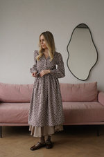 Платье Ева из фланели для беременных и кормящих мам, Мокко с цветами