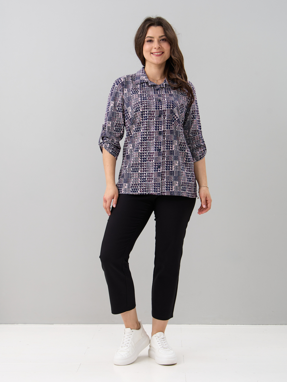 Рубашка Р-001/пьедепуль-синерозовый