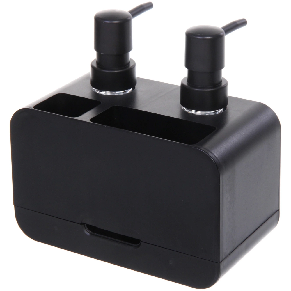 Дозатор для моющих средств 2х350мл 17х19х16 черный 8875