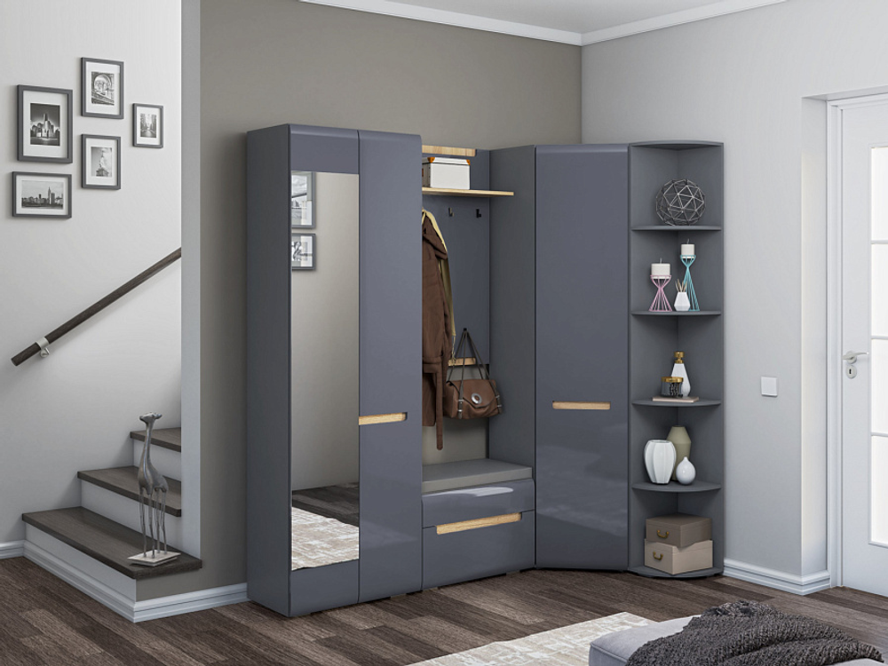 Шкаф 2-х ств Стокгольм серый графит/графит глянец 540