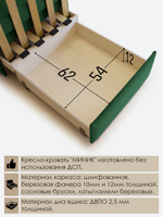 Кресло-кровать "Миник" с правым подлокотником, под правую руку, велюр Dream Forest