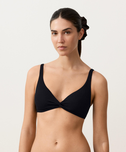 OYSHO Бикини-топ с завязками на шее и узором пике, черный