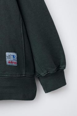 ZARA ТОЛСТОВКА GARMENT DYE С НАШИВКОЙ, ИЗУМРУДНЫЙ