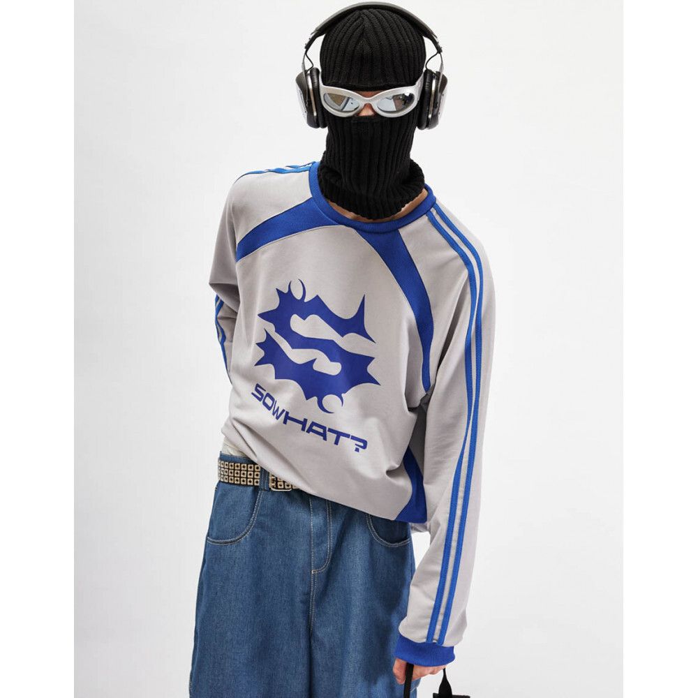 Лонгслив SoWhat? джерси серый / синий