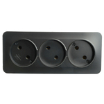 Розетка 3-местная б/з открытой установки, STEKKER, 250В, 10А, IP20, серия София, черный матовый, MST10-13-05 49500
