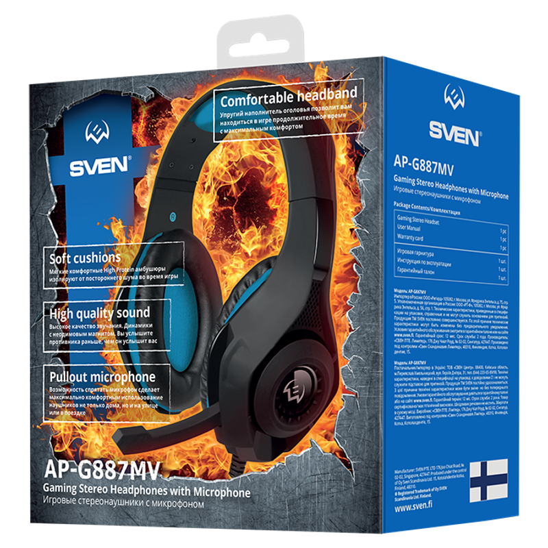 Игровые наушники с микрофоном (SVEN AP-G887MV) черный-синий