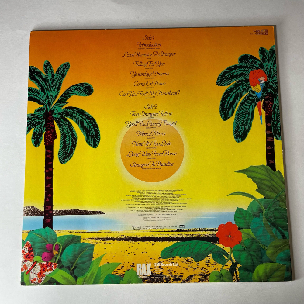 Винтажная виниловая пластинка LP Smokie, Smokey, Смоуки, Strangers In Paradise (Нидерланды 1982)