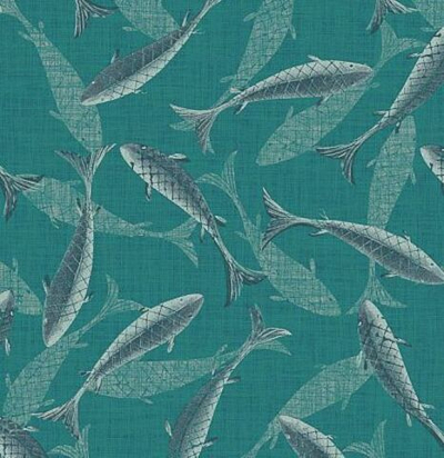 обои синие с рыбами IUM005